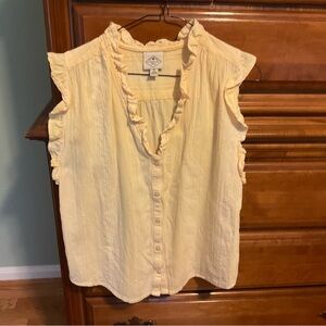 St. John’s Bay Women's Yellow Pin Stripe Ruffled Top